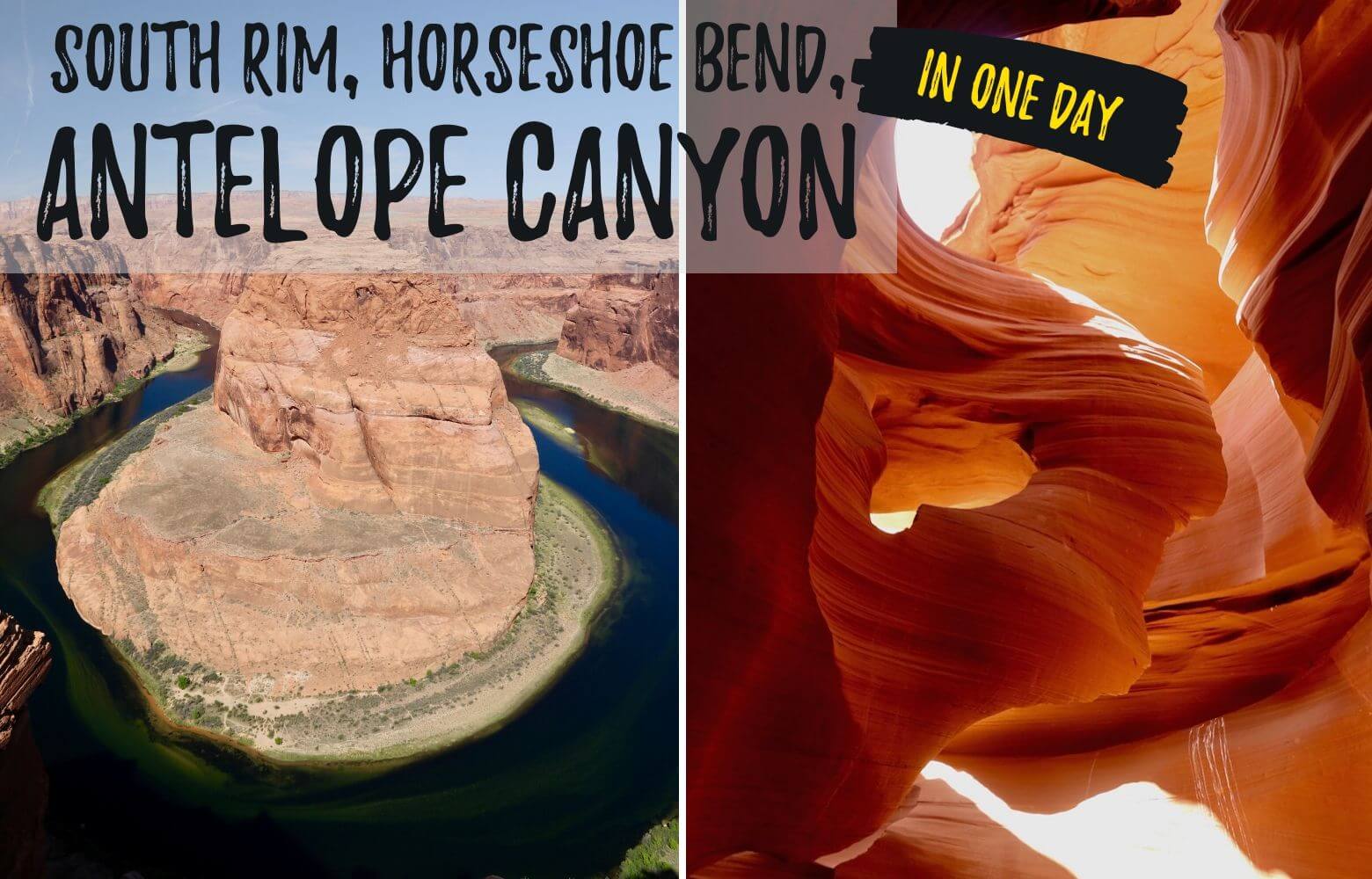 South Rim, Horseshoe Bend, Antelope Canyon Hike & Kayak All in 1 Day